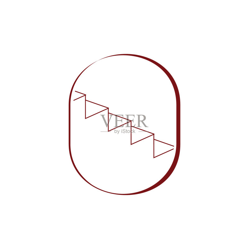 楼梯3D线条艺术标志图标素材