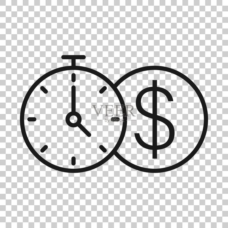 扁平风格的时间就是金钱时钟图标图标素材