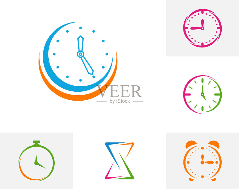 时钟Logo设计概念:时间管理图标素材