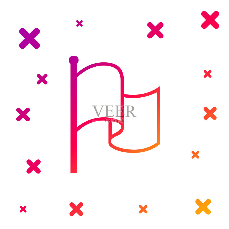 白色背景上的彩色旗帜图标图标素材