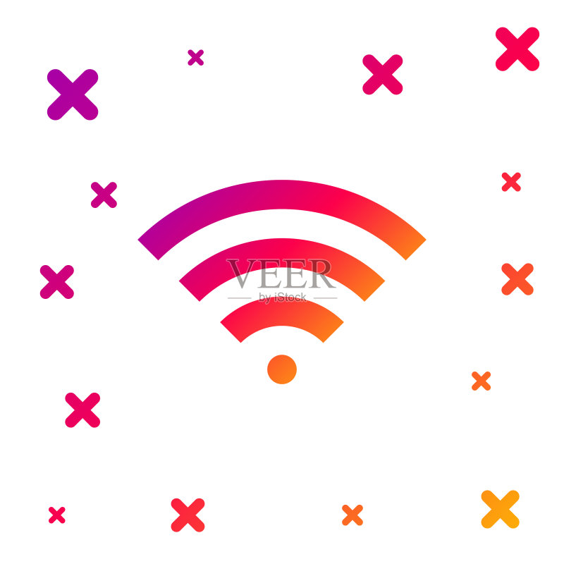 彩色Wi-Fi无线网络符号图标图标素材