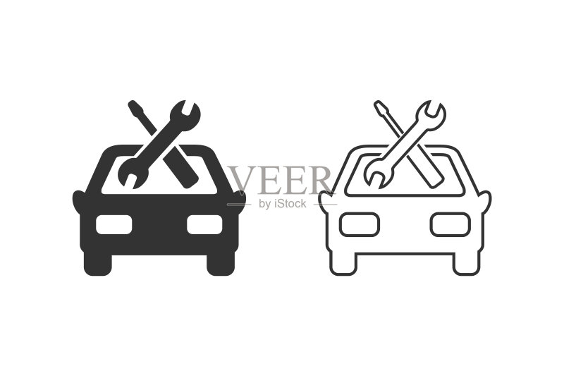 汽车服务线性图标集矢量图图标素材