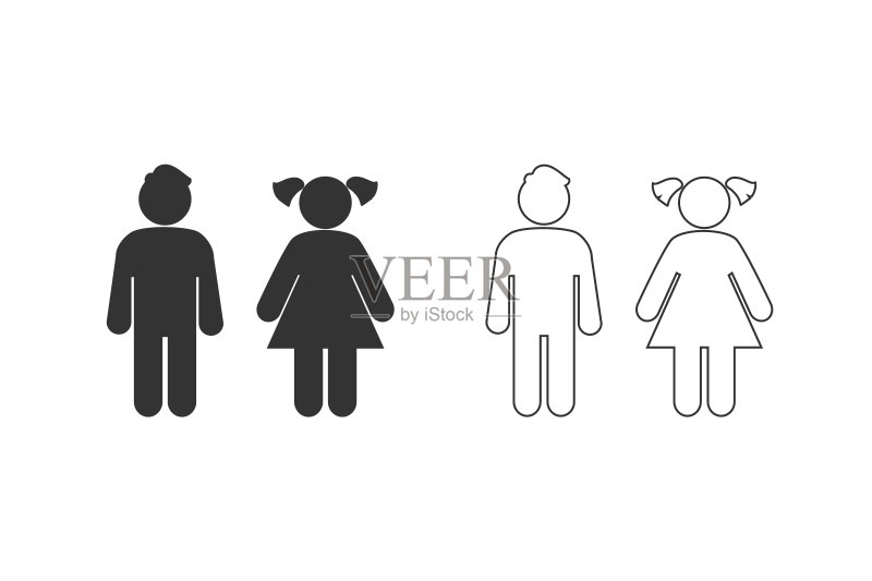 男孩和女孩线条图标矢量图集图标素材