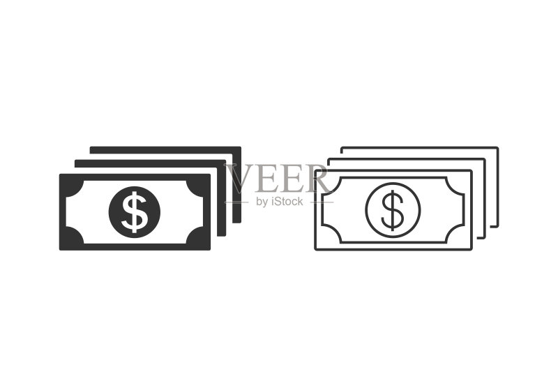 白色背景上的矢量金钱线条图标图标素材