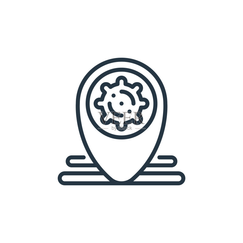 白色背景上的定位图钉矢量图标。用于网站设计和移动应用的细线轮廓定位图钉图标矢量图图标素材