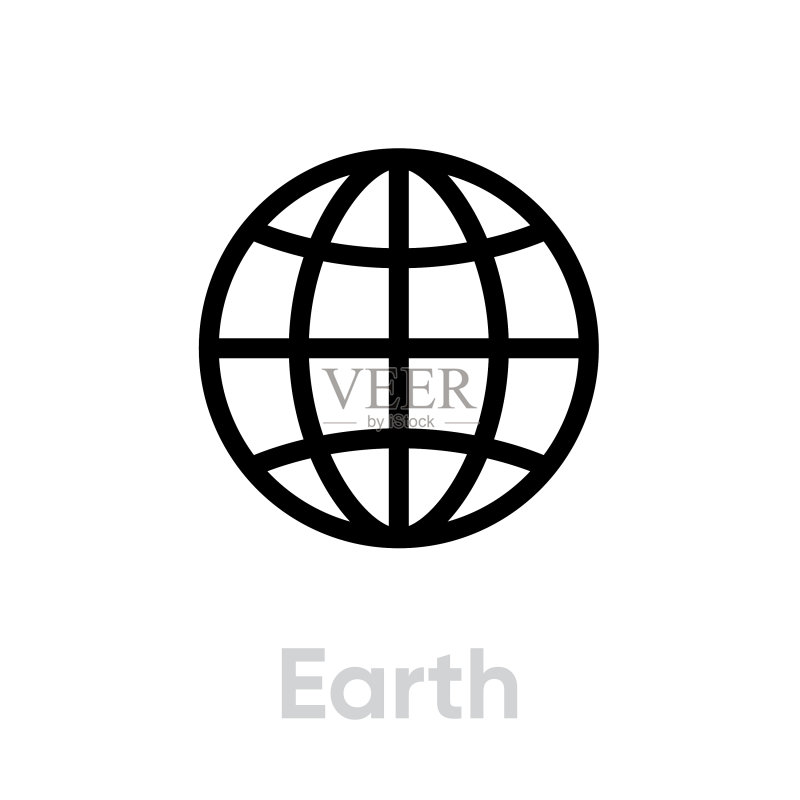 地球行星图标可编辑线条图标素材