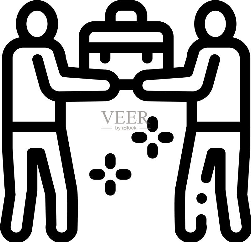 双人协作线框图标图标素材