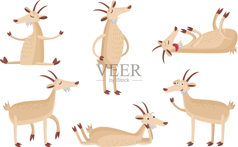 手绘趣味山羊动物合集图标素材