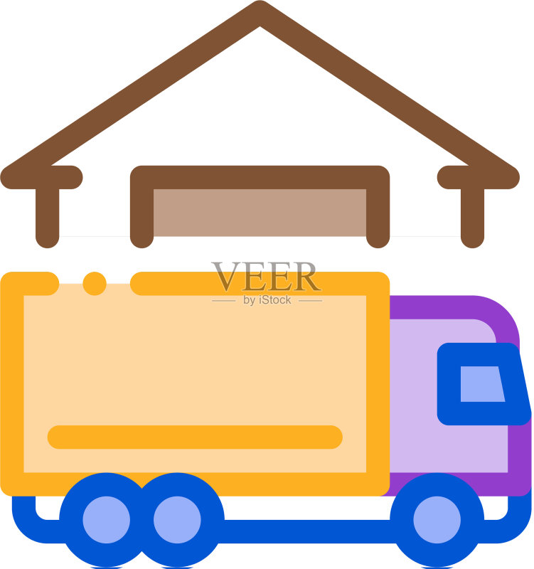 房屋附近的卡车图标轮廓图标素材
