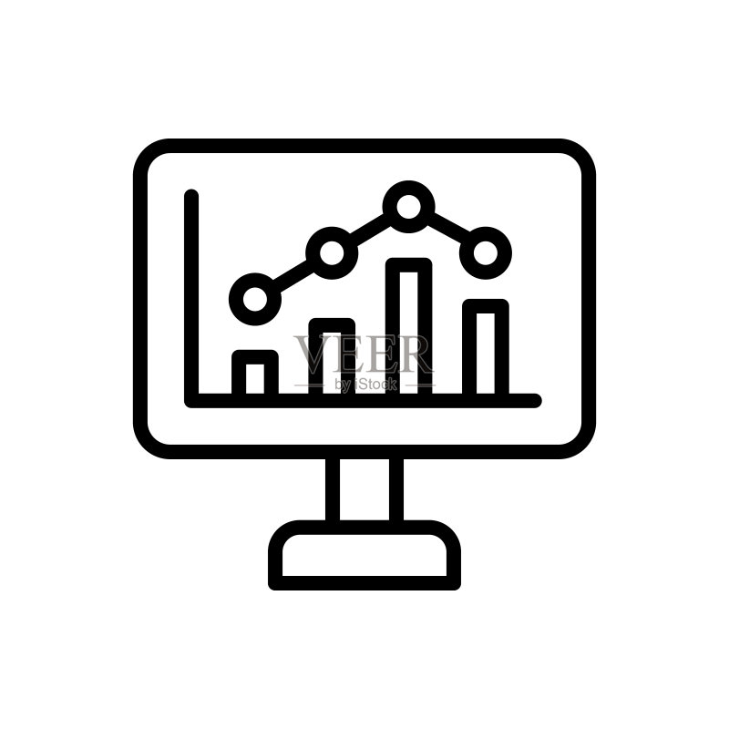 桌面、图表图标。用于UI和UX的经济图标的简单线条、轮廓矢量元素,适用于网站或移动应用程序图标素材