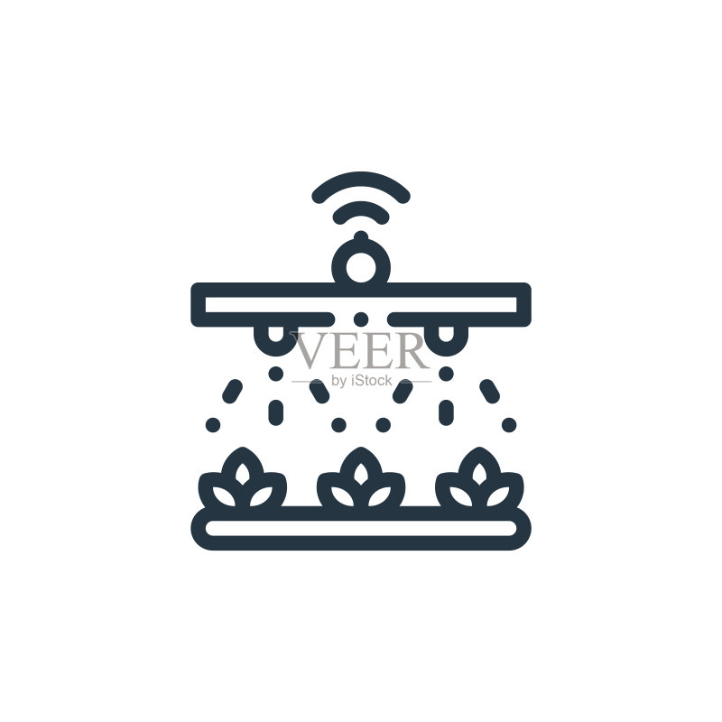 白色背景浇水矢量图标:用于网站设计和移动App开发的细线条浇水轮廓图标矢量图图标素材