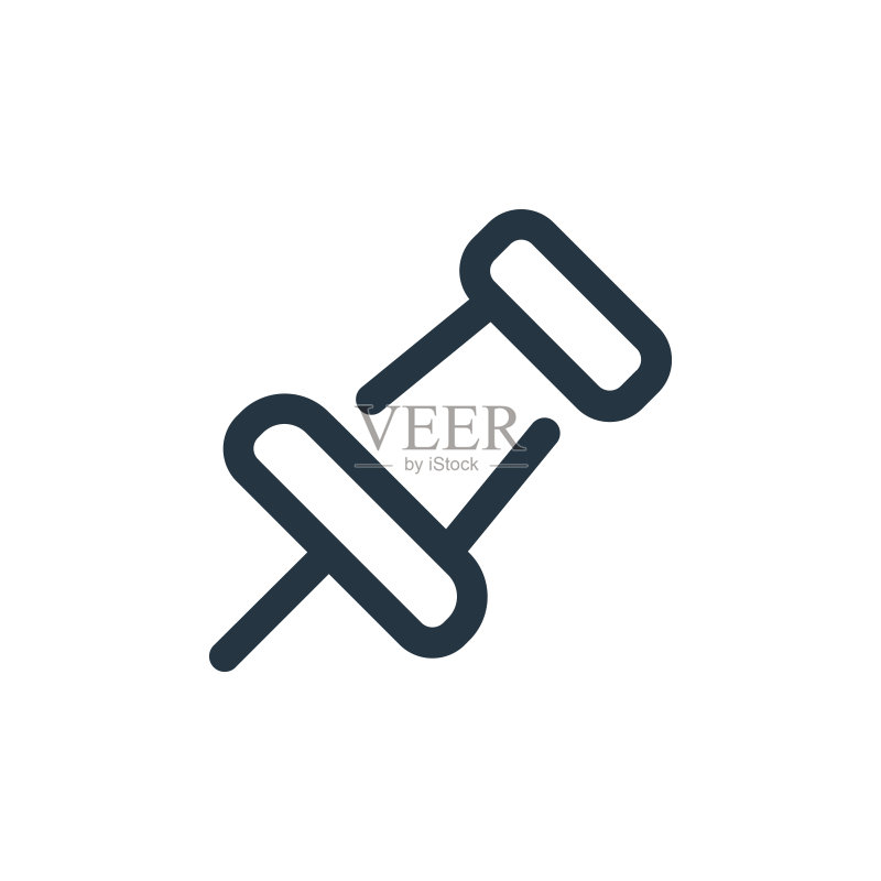图钉矢量图标,白色背景隔离。用于网站设计和APP开发的轮廓细线图钉图标矢量素材图标素材