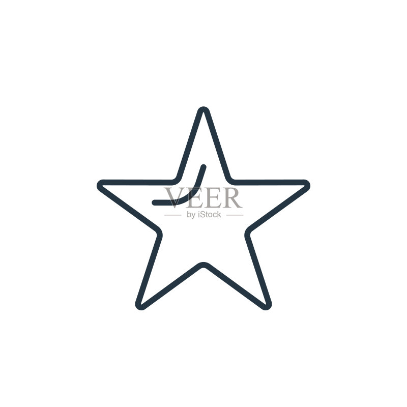 星星矢量图标,白色背景,细线星形图标,用于网站和App设计图标素材