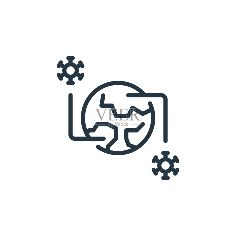 白色背景上的疫情矢量图标:网站和App开发的细线轮廓设计图标素材