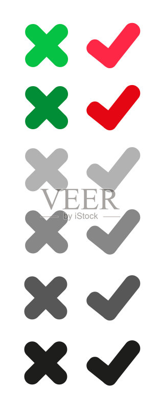 白色背景上的勾叉图标图标素材