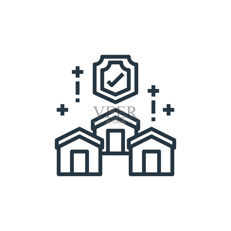 白色背景的家庭安全矢量图标。用于网站设计和移动App开发的家庭安全轮廓细线图标矢量素材图标素材