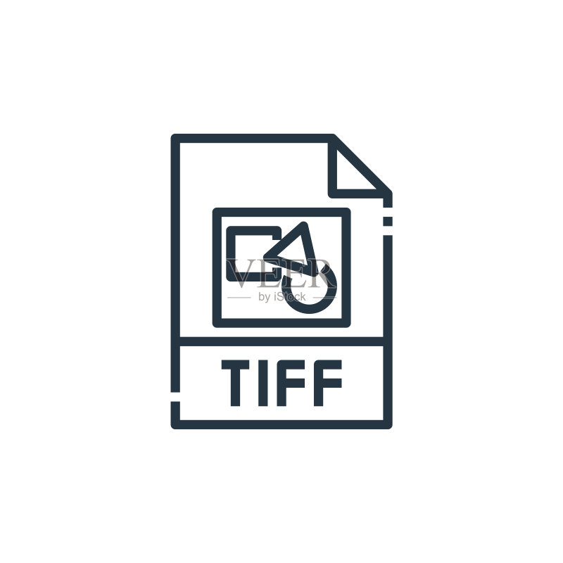 白色背景上的TIFF矢量图标:网站和App细线轮廓设计图标素材