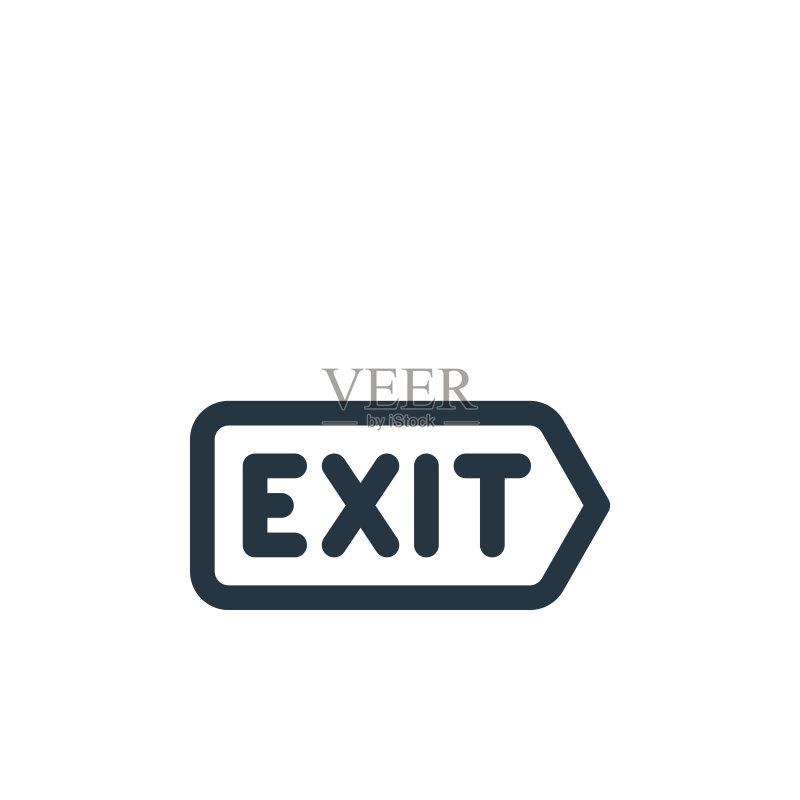 白色背景上的退出矢量图标。用于网站设计和移动应用程序开发的轮廓细线退出图标。图标素材