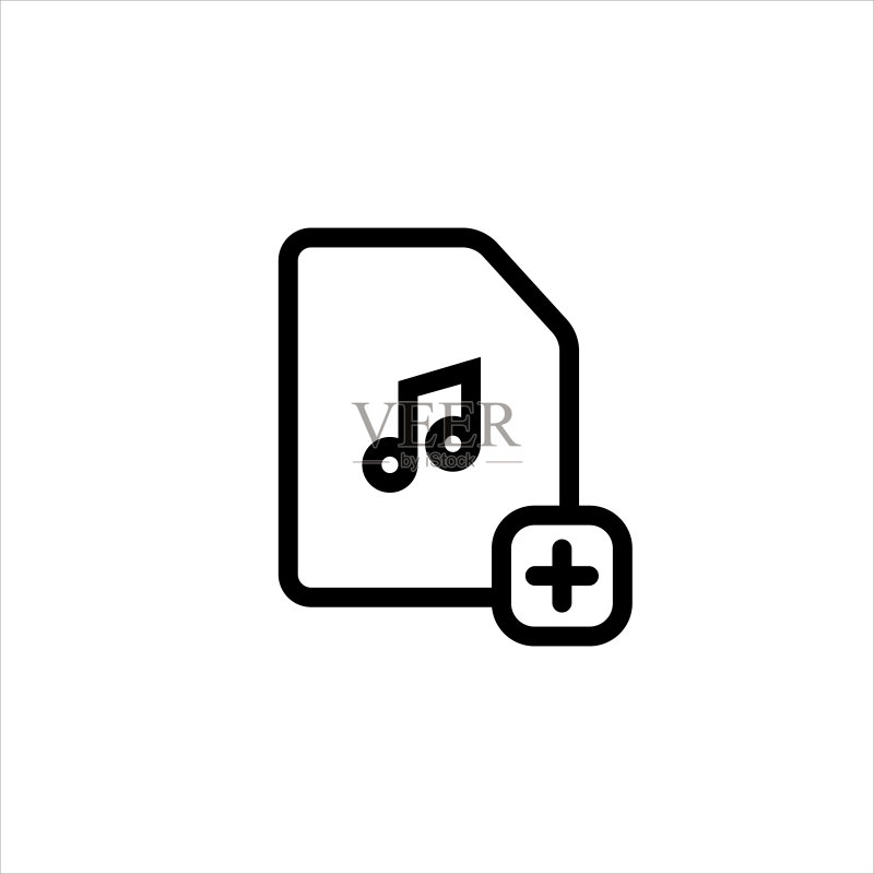 添加音乐线性图标:带加号的音乐文件夹矢量素材图标素材