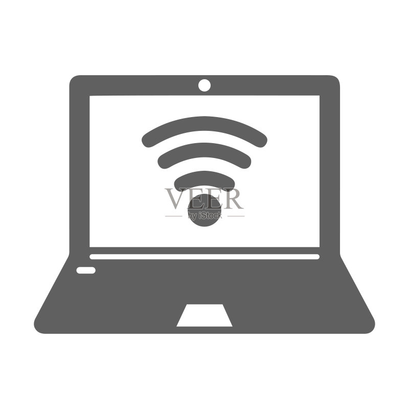 互联网无线网络WiFi图标,灰色矢量图,白色背景图标素材