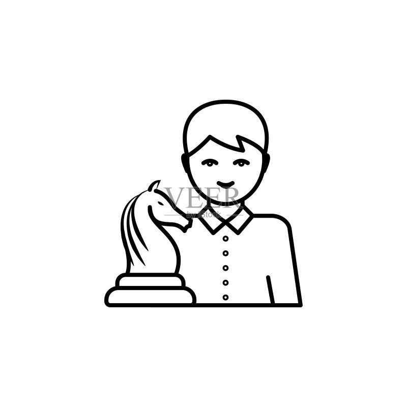 获胜棋手象棋线条图标图标素材