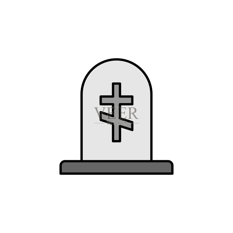 坟墓死亡轮廓图标:用于网页、Logo、移动应用、UI、UX的详细死亡插图图标素材