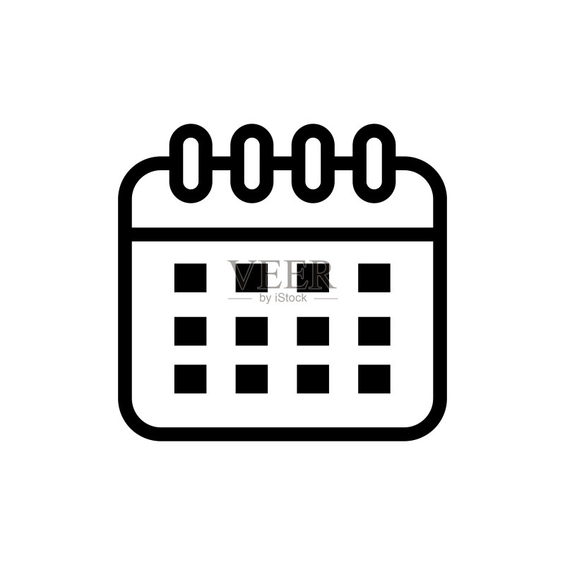 日历线性扁平矢量图标图标素材