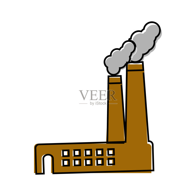白色背景上的卡通风格工厂图标矢量图图标素材
