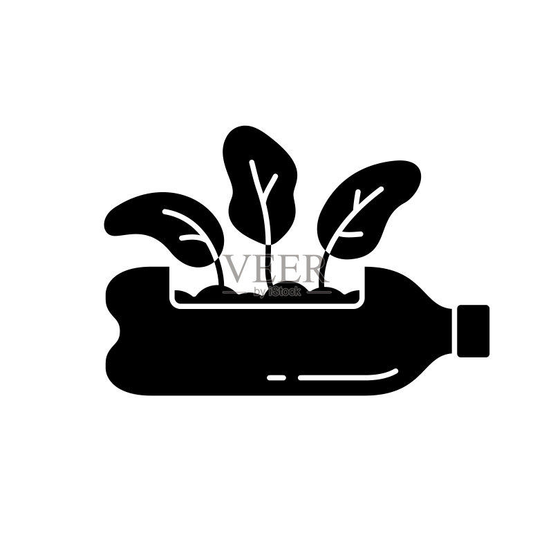 用塑料瓶作花盆 Silhouette 轮廓图标图标素材