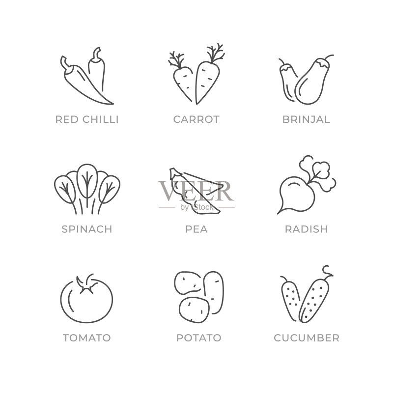 蔬菜线性图标合集图标素材