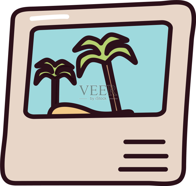 棕榈树夏季场景填充风格图标图标素材