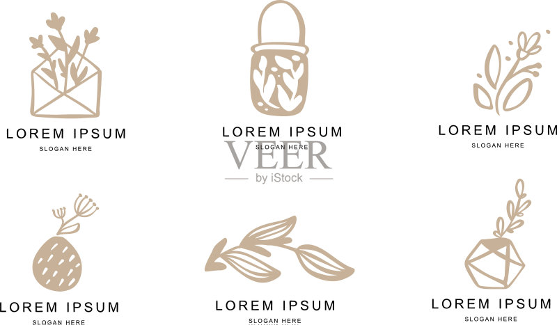 抽象花卉标志或logo模板图标素材