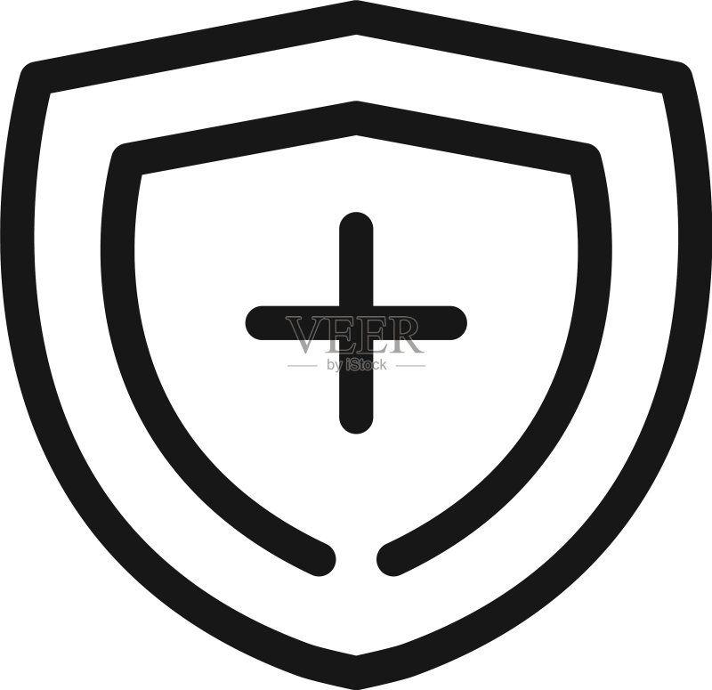 医疗健康防护盾牌线条图标素材