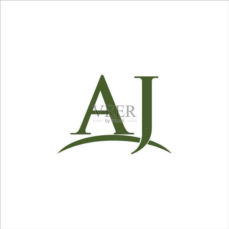 字母AJ或JA标志设计模板图标素材