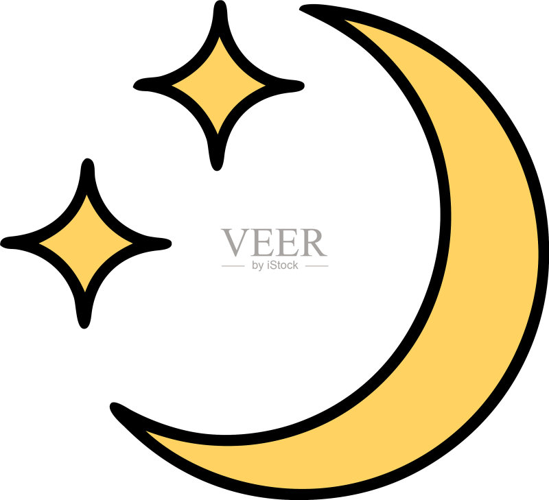 月亮和星星的传统纹身图标素材