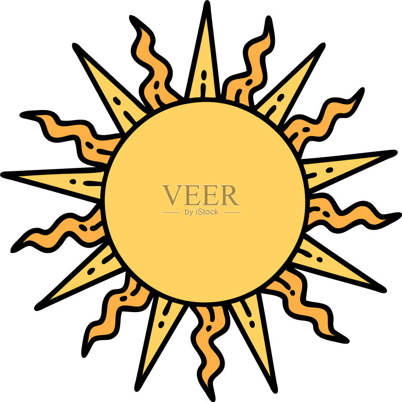 太阳的传统纹身图标素材