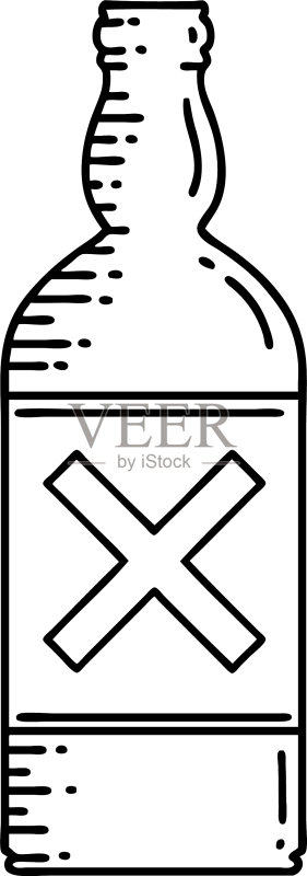 瓶子纹身黑色线条图标素材