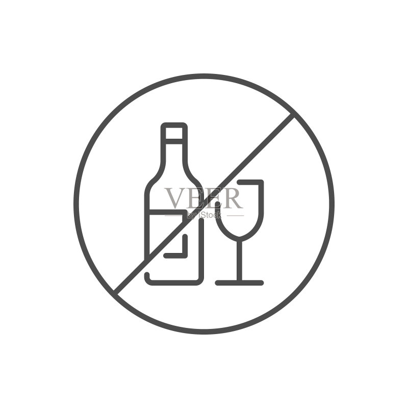 禁止酒精相关细线图标图标素材