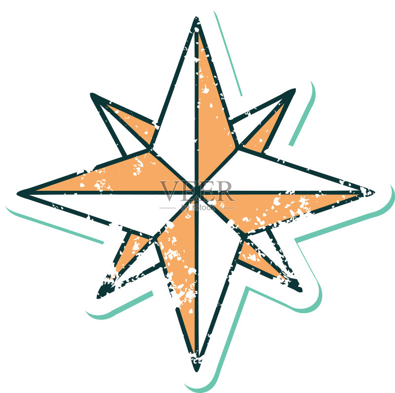 星星做旧纹身风格图标图标素材