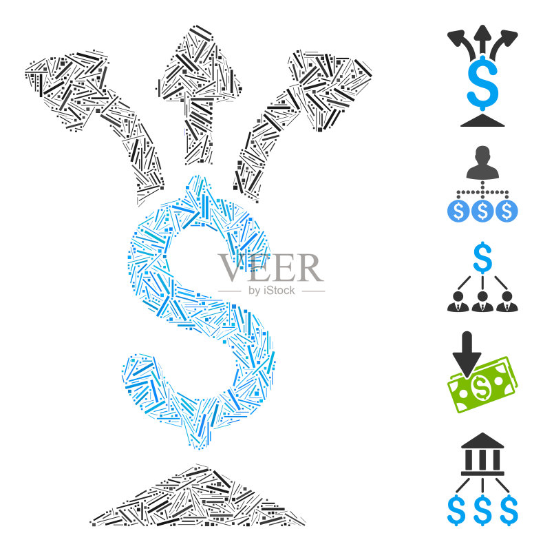 线性共享金钱图标马赛克图标素材