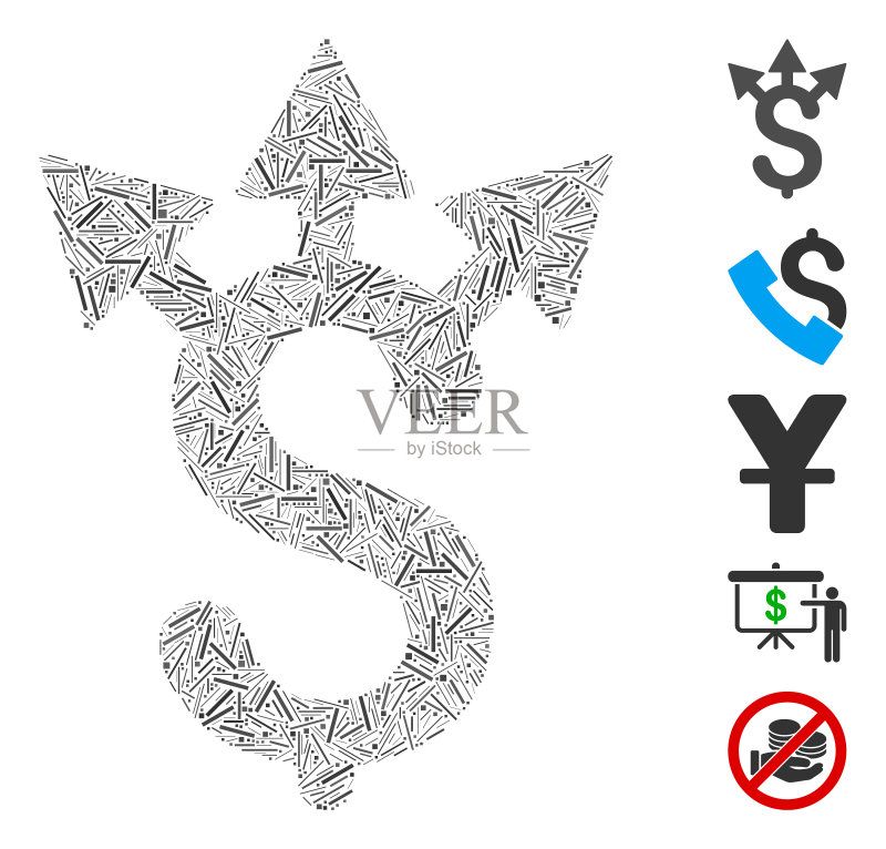 线性美元费用图标马赛克图标素材