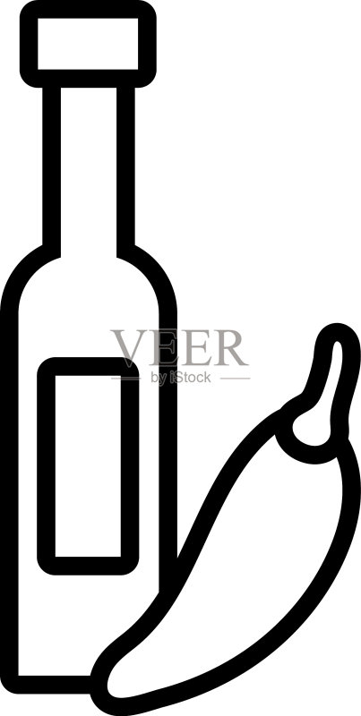 辣椒酱瓶线条风格图标素材