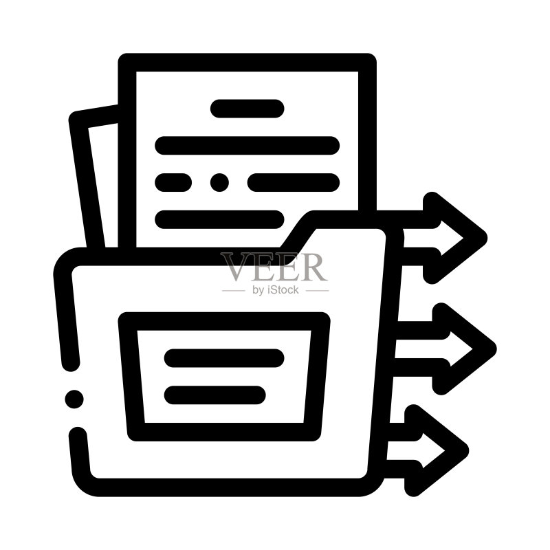 文件夹中的文档图标矢量轮廓插图图标素材