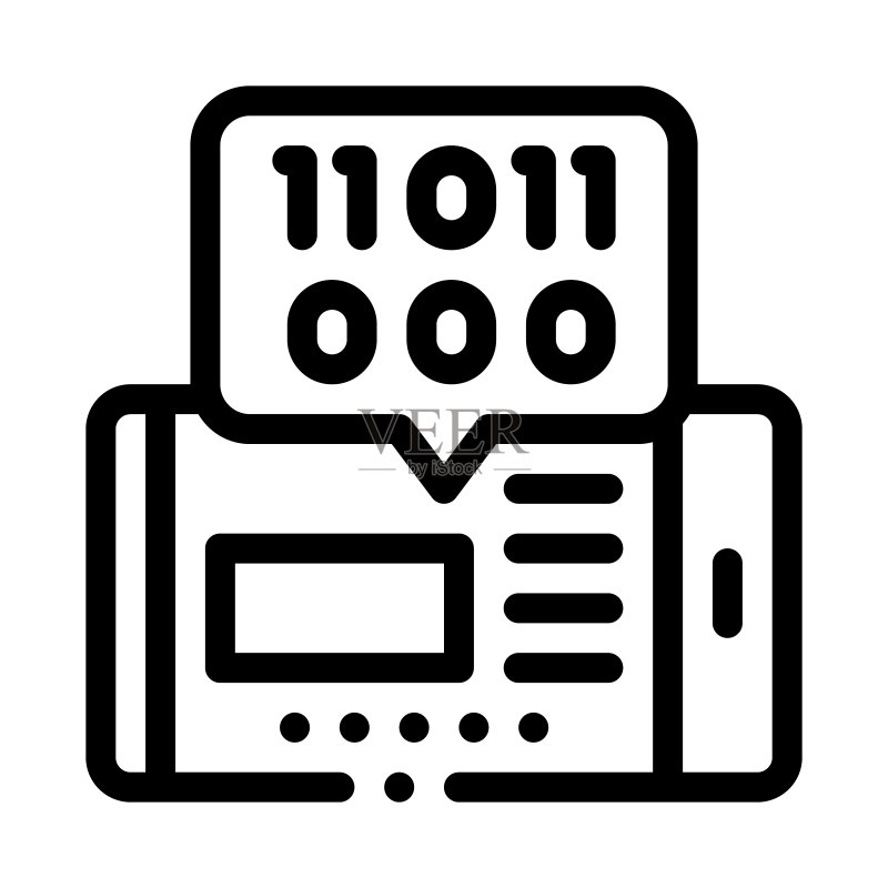 手机App二进制代码图标矢量轮廓插图图标素材
