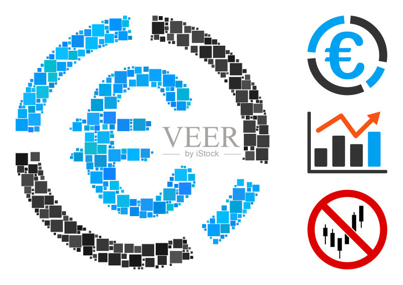 欧元金融图表图标马赛克图标素材