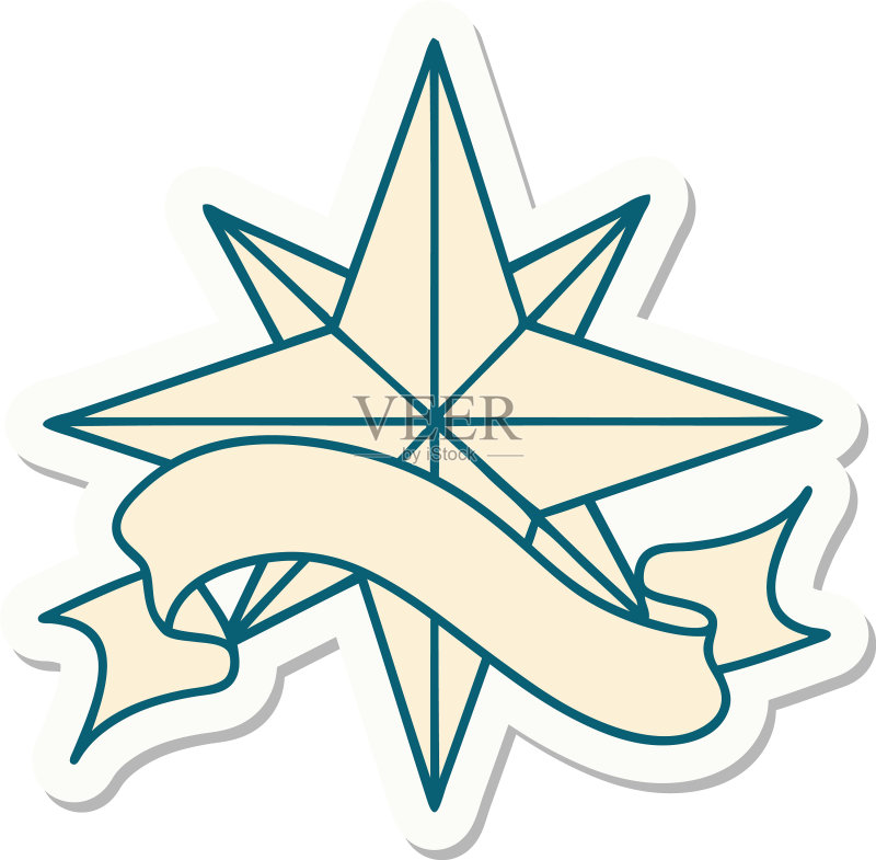 星星banner纹身贴纸图标素材