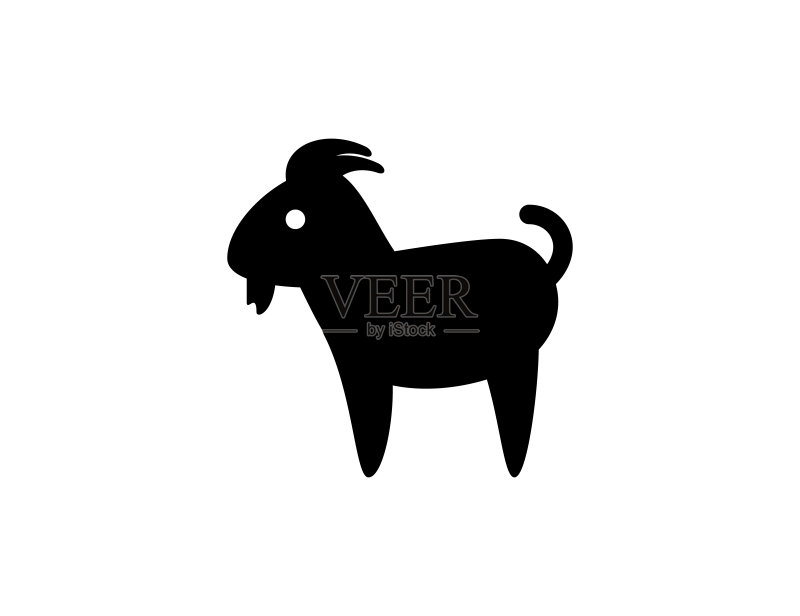 山羊图标:孤立的山羊动物矢量符号图标素材