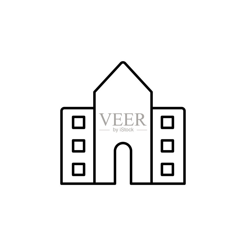 学校建筑学院线条矢量图标:轮廓矢量图标图标素材