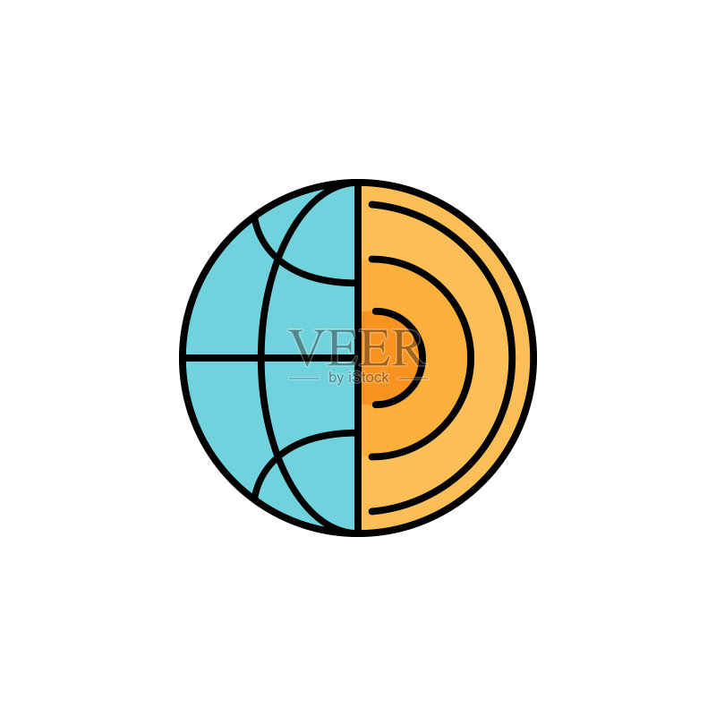 科学、地球、核图标。教育元素插图。 符号可用于白色背景上的Web、Logo、移动App、UI、UX图标素材