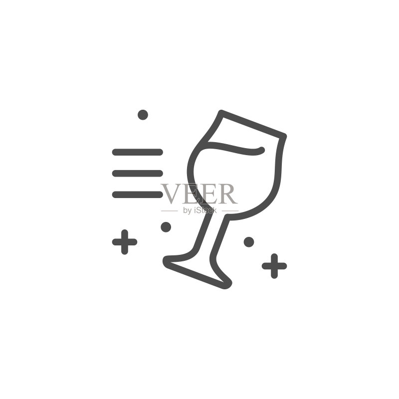 红酒杯线条轮廓图标图标素材